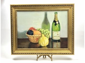 Original Moet Chandon Still Life Painting (15 1/2 X 19 1/2 Frame With 11 12' X 15 12' Image Area)