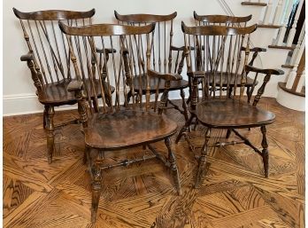 Set Of 5 Antique Nichols & Stone Co. Maple Dining Chairs