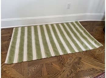 Green And White Knit Wool Area Rug