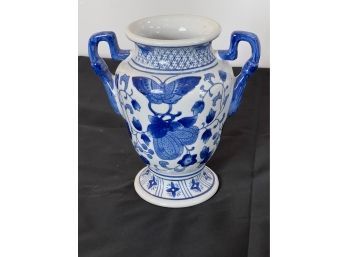 Blue Handled Ceramic Vase