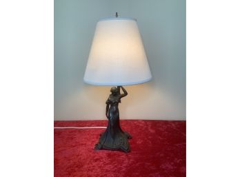Women Sculpted Table Lamp With White Shade