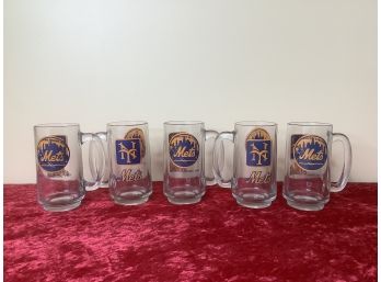 Mets Beer Glass Mugs Lot Of 5