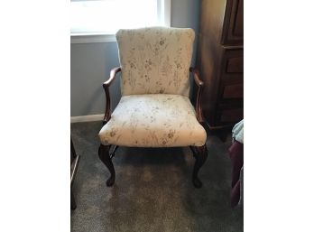 White Cushioned Floral Patterned Arm Chair