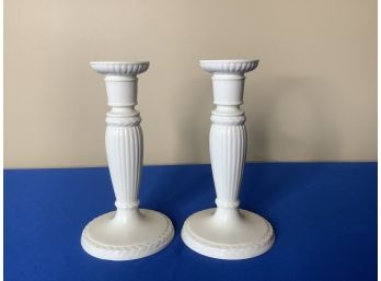 Pair Of Wedgwood White Candle Stick Holders