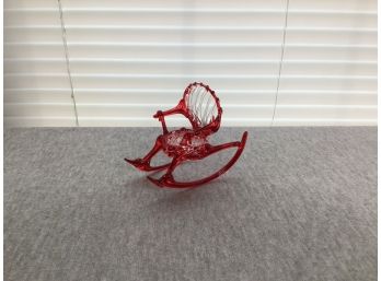 Red Hand Blown Glass Rocking Chair Sculpture