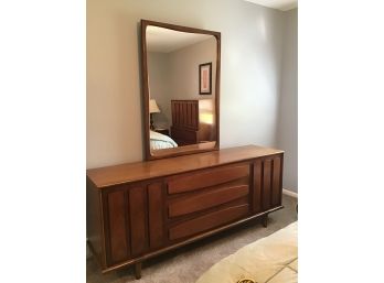 Mid Century American Long Dresser With Mirror