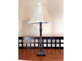 Bronzed Finish Table Lamp With Silk Shade