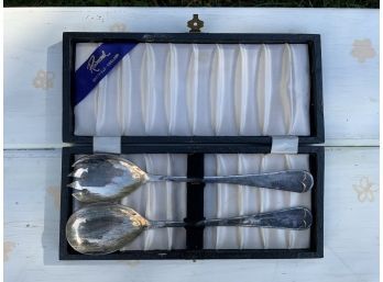 Two Boxed Vintage Silverplate Serving Spoons