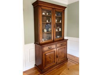 Antique Oak China Cabinet With Burl Finish Purchased In England