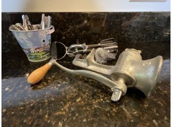 Vintage Meat Grinder And Hand Beater