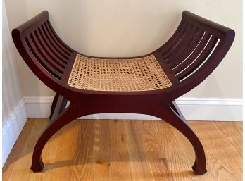 Stunning Curved Window Bench With Caned Seat