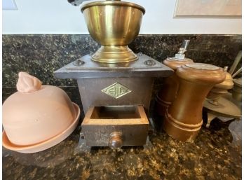 Old Fashioned Coffee Grinder Brass Condiments Holder & More