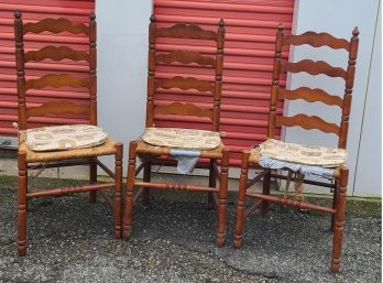 3 Tell City Ladder Back Chairs, Seats Need Attention