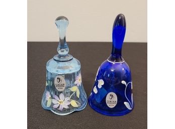 2 Fenton Hand Painted Glass Bells, Beautiful, No Chips