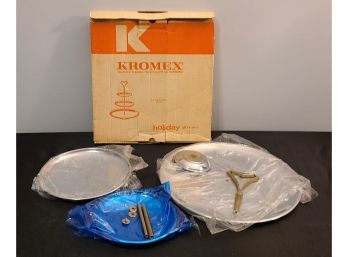 Vintage Kromex 3 Tier Serving Plates, Made In USA