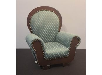 Green Fabric And Wood Doll Arm Chair