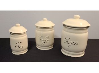 3 Ceramic Canister Lot, 1 Small Blemish