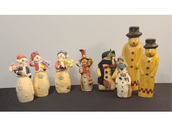 Ceramic And Resin Snowman Lot