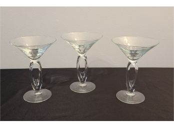 3 Cool Martini Glasses, No Chips