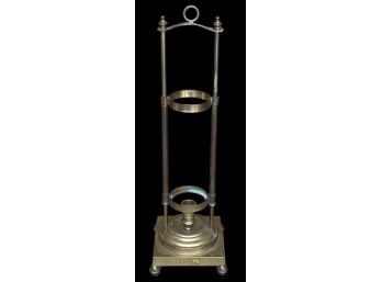 Vintage Brass And Glass Georgian Hurricane Lamp Adjustable Candle Holder