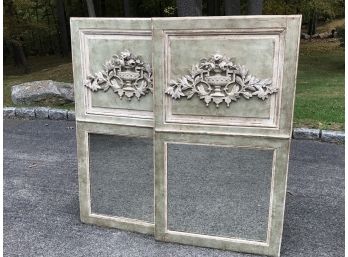 Pair Of Beautiful Large Vintage / Antique Style Trumeau Mirrors - Sage Green & Grayish White 30' X 54-1/2'
