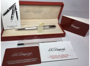 Fantastic S T DuPONT - PARIS Silver Ball Point Pen - With Original Box - Cards - Booklets - FANTASTIC PIECE !