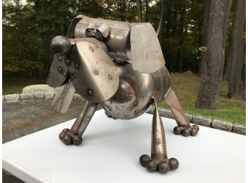 Fantastic Dog Sculpture - True Folk Art - Completely Hand Made Of Found Items - Very Skillfully Made