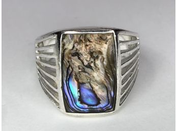 Very Pretty Sterling Silver / 925 Ring With Abalone - Very Pretty Piece - All Handmade Piece - Nice Ring !
