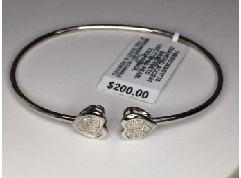 Beautiful $200 Sterling Silver / 925 Bracelet With Diamonds From MACY'S - New With Tags - Great Gift Idea !