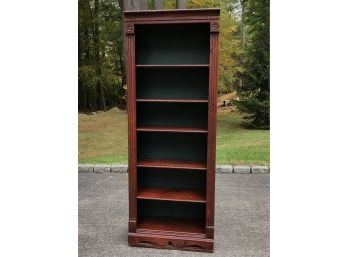 Handsome Dark Stained Pine Shelf / Bookcase - Hunter Green Interior - 101 Uses - Great Overall Condition