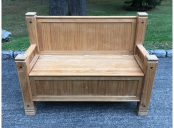 Great Looking Rustic Pine Hall Bench With Storage - Great For Foyer / Mud Room / Front Porch OR ANYWHERE !