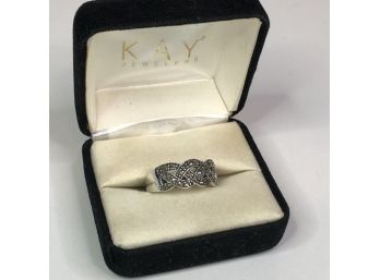 Lovely Vintage Sterling Silver / 925 Ring With Woven Design With Marcasite - VERY PRETTY Sterling Ring