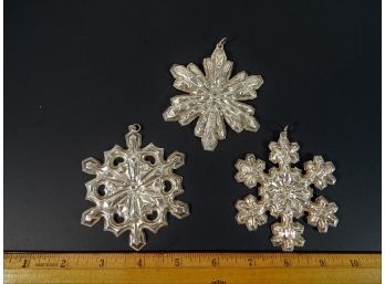 Three Gorham Sterling Silver Christmas Decorations 1974 1979  And 1976