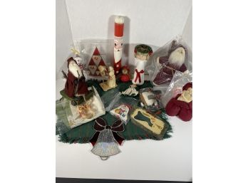 Box Christmas Decorations Including Swedish Figure