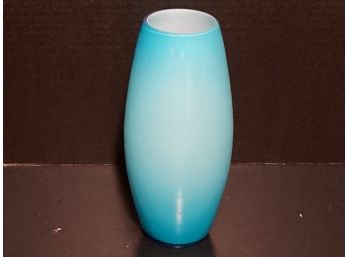 Vintage Italian Empoli Blue Milk Glass Vase (9 Inches In Height)