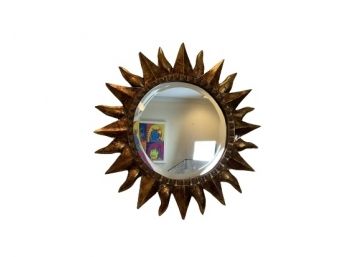 Ethan Allen Carved Wood Sunburst Mirror