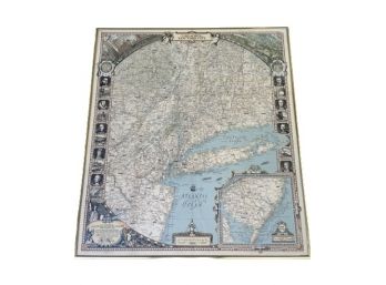 Vintage The Reaches Of New York City Map- Framed