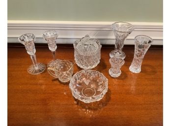 Collection Of Cut Crystal & Glass Tabletop Decor