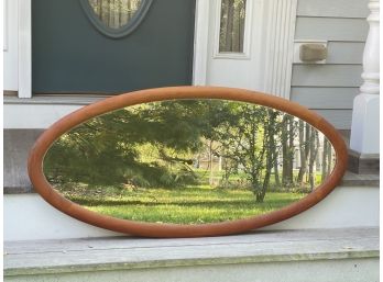 Vintage Elongated Oval Mirror, Hand Rubbed Finish