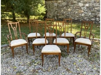 Vintage Fiddle Back Dining Chairs - Set Of 8