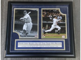Steiner Derek Jeter Breaks The All- Time Team Hits Record Passes Lou Gehrigs Record- Framed Collage