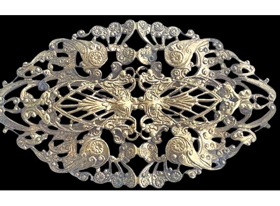 Vintage Large Brass Ornate Brooch Pin