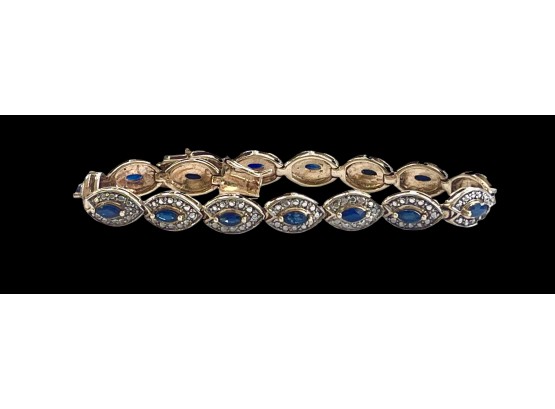 Sterling Silver With Gold Vermeil Sapphire Bracelet
