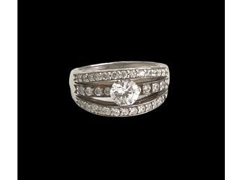 Sterling Silver Large CZ Diamond Style Ring