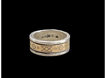 Sterling Silver 14k Signed Carolyn Pollack Southwestern Style Band Ring