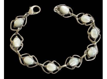 Sterling Silver Link With Mother Of Pearl Bracelet