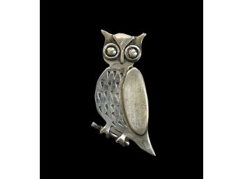 Sterling Silver Owl Brooch Pin