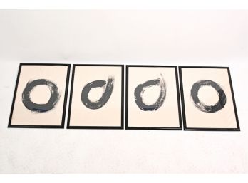 Set Of Four Framed Black & White Abstract Prints