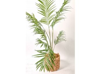 Rush Basket With Faux Palm