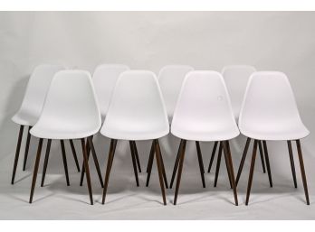 Set Of Eight White Modernist Chairs